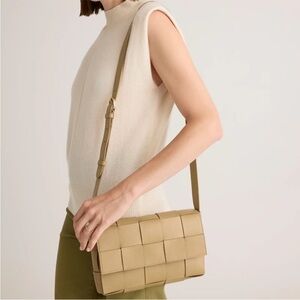 NWOT Quince Italian Leather Handwoven Flap Crossbody